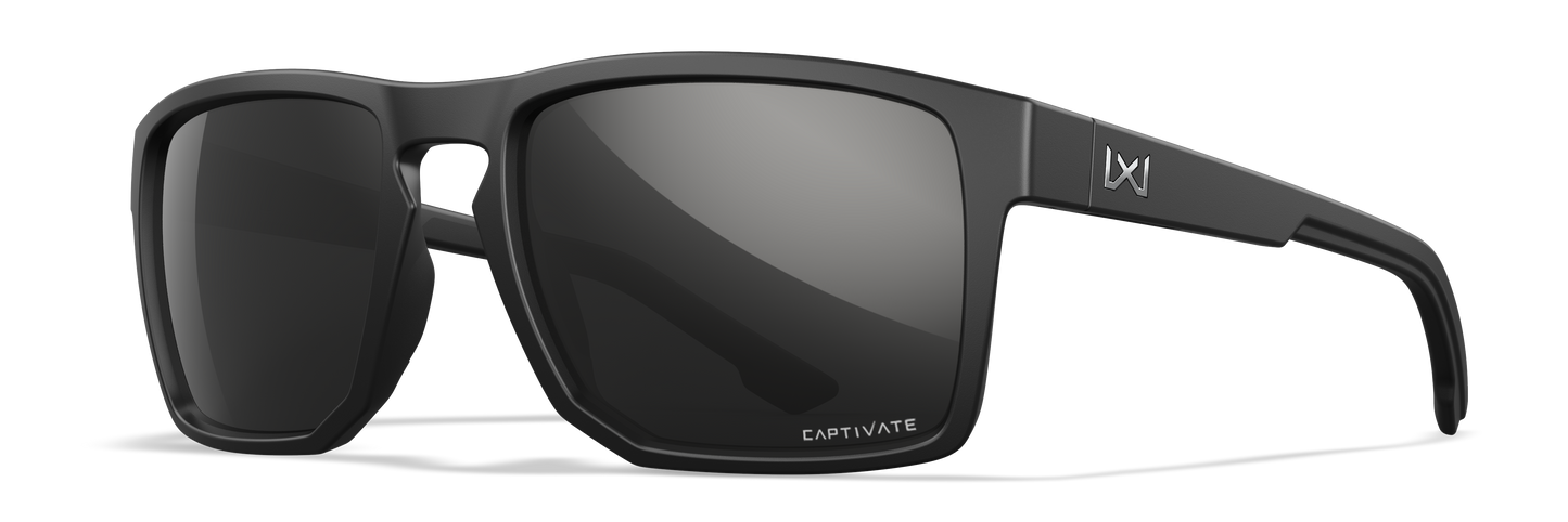 WX FOUNDER, CAPTIVATE™ Polarized Black Mirror Lenses, Matte Black Frame