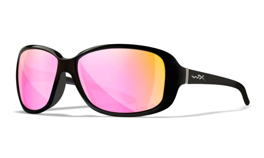 WX AFFINITY, CAPTIVATE™ Polarized Rose Gold Mirror Lenses, Gloss Black Frame