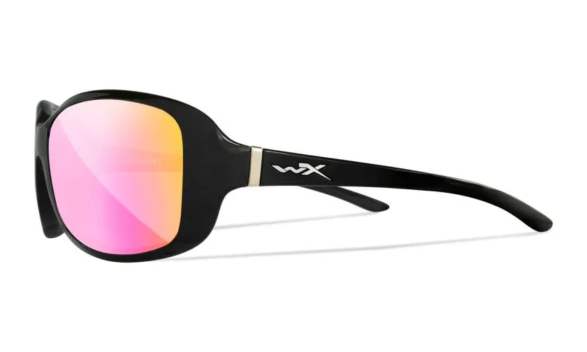 WX AFFINITY, CAPTIVATE™ Polarized Rose Gold Mirror Lenses, Gloss Black Frame