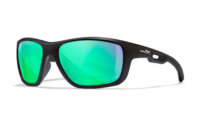 WX ASPECT, CAPTIVATE™ Polarized Green Mirror Lenses, Matte Black Frame