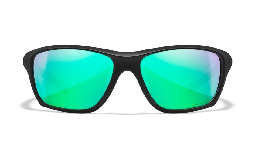 WX ASPECT, CAPTIVATE™ Polarized Green Mirror Lenses, Matte Black Frame