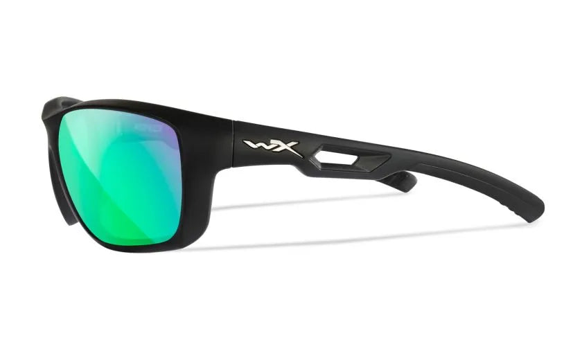 WX ASPECT, CAPTIVATE™ Polarized Green Mirror Lenses, Matte Black Frame
