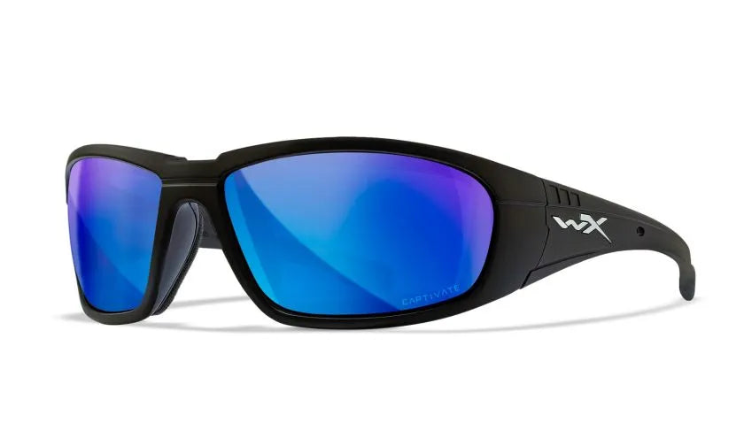 WX BOSS, CAPTIVATE™ Polarized Blue Mirror Lenses, Matte Black Frame