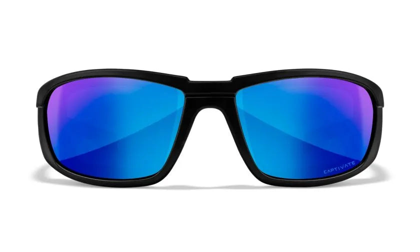 WX BOSS, CAPTIVATE™ Polarized Blue Mirror Lenses, Matte Black Frame