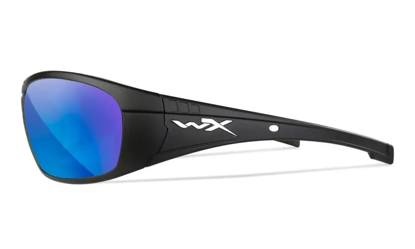 WX BOSS, CAPTIVATE™ Polarized Blue Mirror Lenses, Matte Black Frame