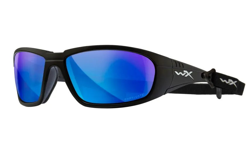 WX BOSS, CAPTIVATE™ Polarized Blue Mirror Lenses, Matte Black Frame