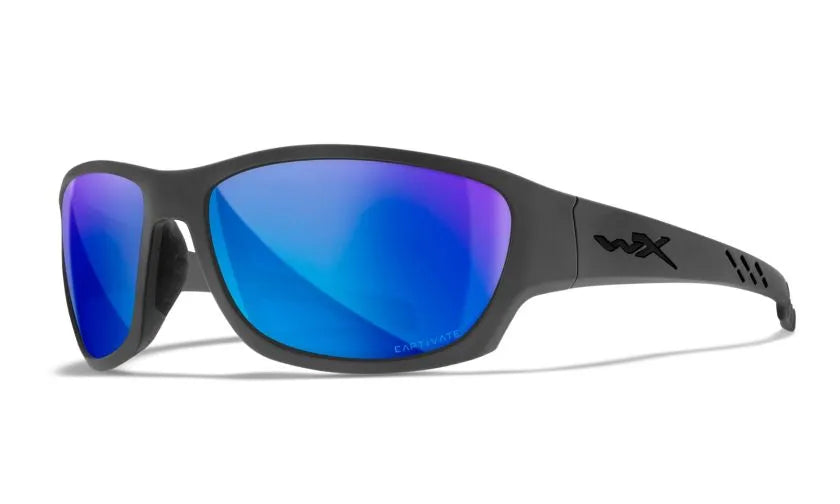 WX CLIMB, CAPTIVATE™ Polarized Blue Mirror Lenses, Matte Grey Frame