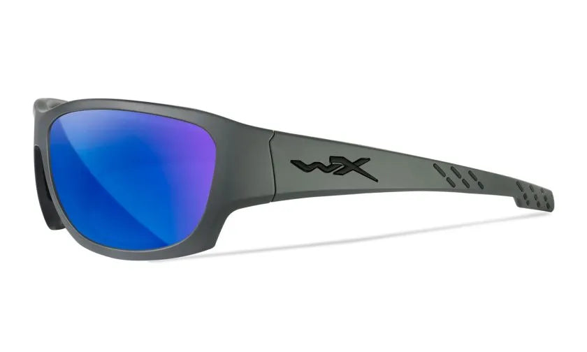 WX CLIMB, CAPTIVATE™ Polarized Blue Mirror Lenses, Matte Grey Frame