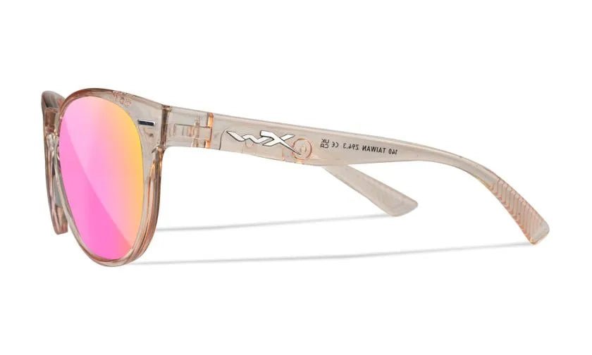 WX COVERT, CAPTIVATE™ Polarized Rose Gold Mirror Lenses, Gloss Crystal Blush Frame