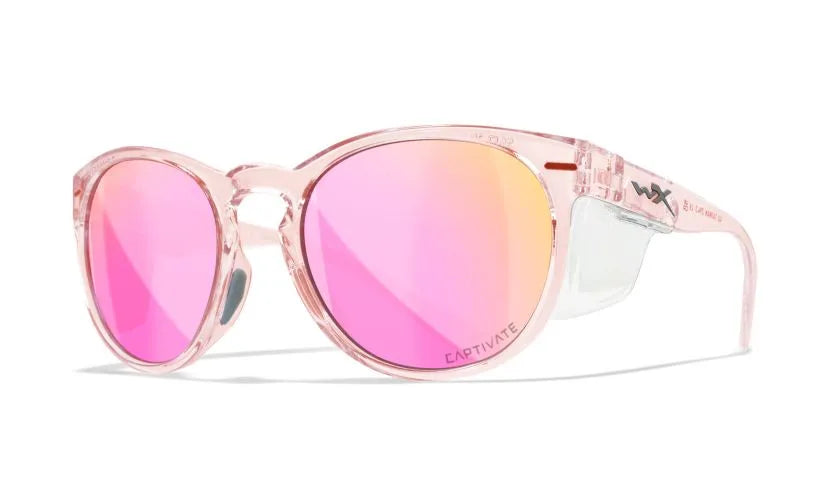 WX COVERT, CAPTIVATE™ Polarized Rose Gold Mirror Lenses, Gloss Crystal Blush Frame
