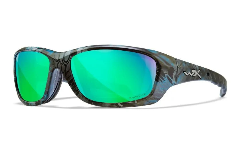 WX GRAVITY, CAPTIVATE™ Polarized Green Mirror Lenses, Kryptek® Neptune™ Frame