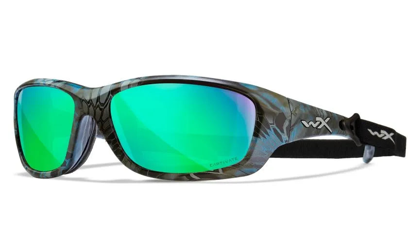 WX GRAVITY, CAPTIVATE™ Polarized Green Mirror Lenses, Kryptek® Neptune™ Frame