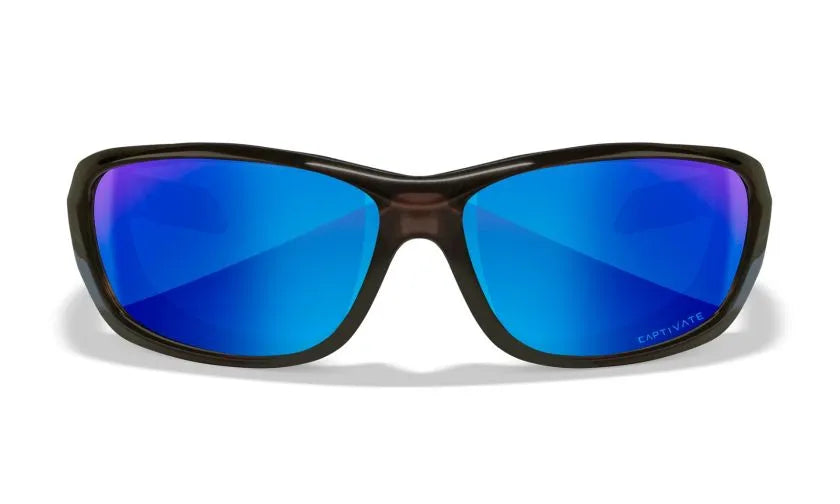 WX GRAVITY, CAPTIVATE™ Polarized Blue Mirror Lenses, Black Crystal Frame