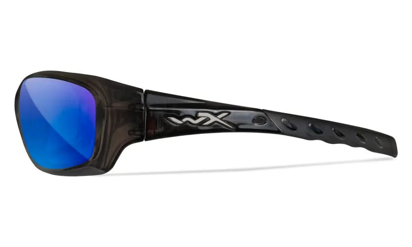 WX GRAVITY, CAPTIVATE™ Polarized Blue Mirror Lenses, Black Crystal Frame