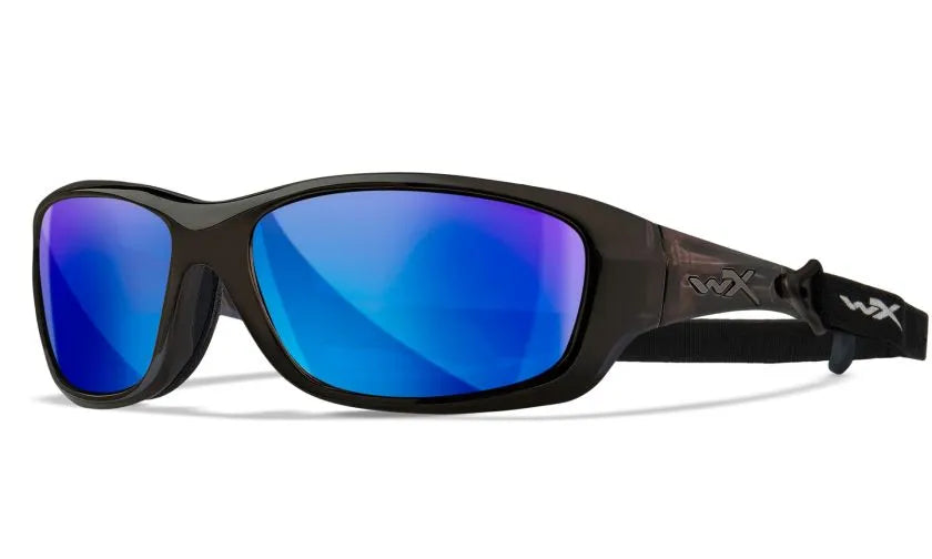 WX GRAVITY, CAPTIVATE™ Polarized Blue Mirror Lenses, Black Crystal Frame