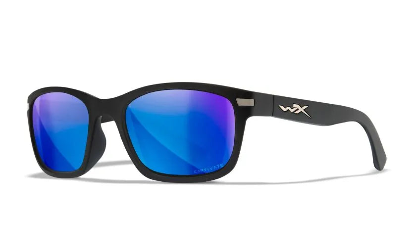 WX HELIX, CAPTIVATE™ Polarized Blue Mirror Lenses, Matte Black Frame