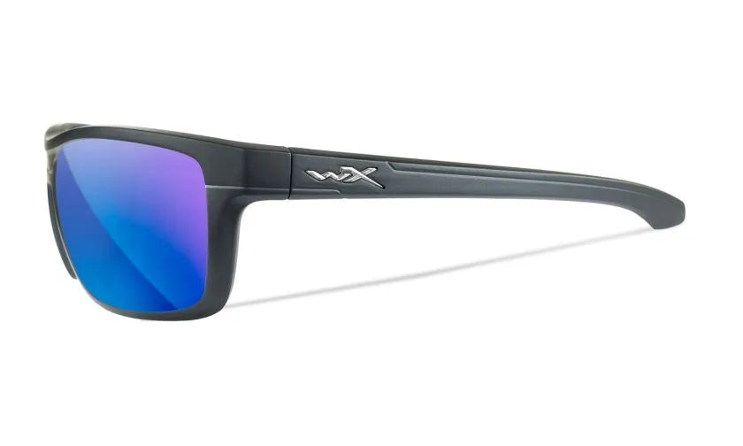WX KINGPIN, CAPTIVATE™ Polarized Blue Mirror Lenses, Matte Graphite Frame