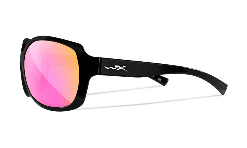 WX MYSTIQUE, CAPTIVATE™ Polarized Rose Gold Mirror Lenses, Gloss Black Frame