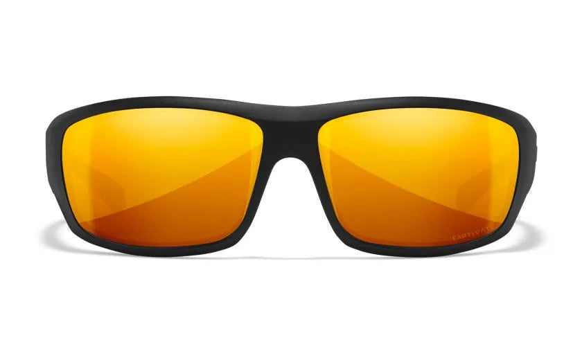 WX OMEGA, CAPTIVATE™ Polarized Bronze Mirror Lenses, Matte Black Frame