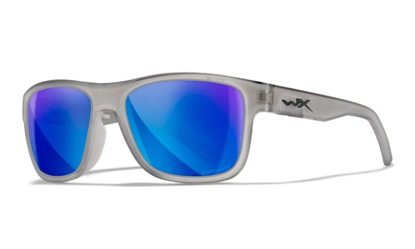 WX OVATION, CAPTIVATE™ Polarized Blue Mirror Lenses, Matte Slate Frame