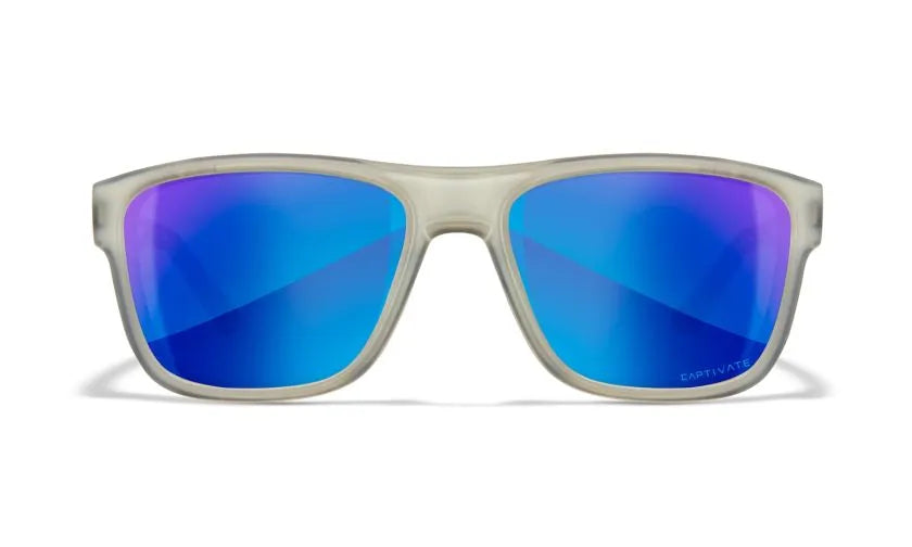 WX OVATION, CAPTIVATE™ Polarized Blue Mirror Lenses, Matte Slate Frame