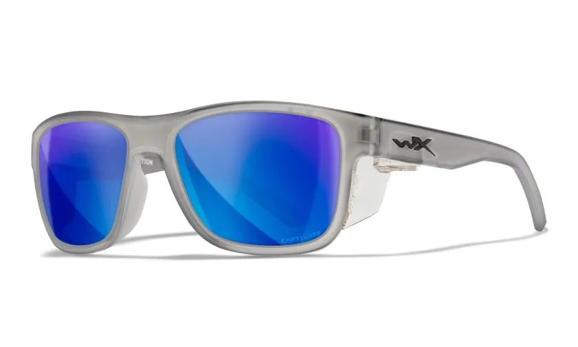 WX OVATION, CAPTIVATE™ Polarized Blue Mirror Lenses, Matte Slate Frame