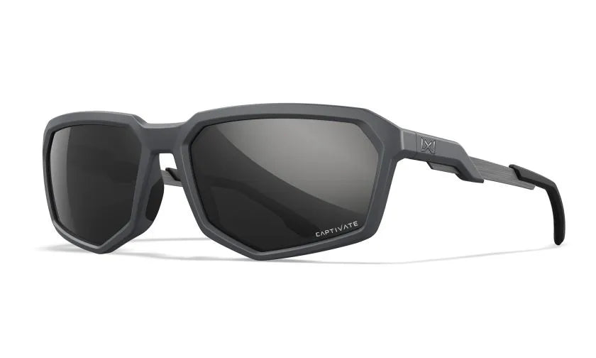 WX RECON, CAPTIVATE™ Polarized Black Mirror Lenses, Matte Grey Frame