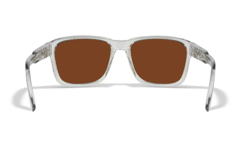 WX TREK, CAPTIVATE™ Polarized Green Mirror Lenses, Gloss Crystal Light Grey Frame