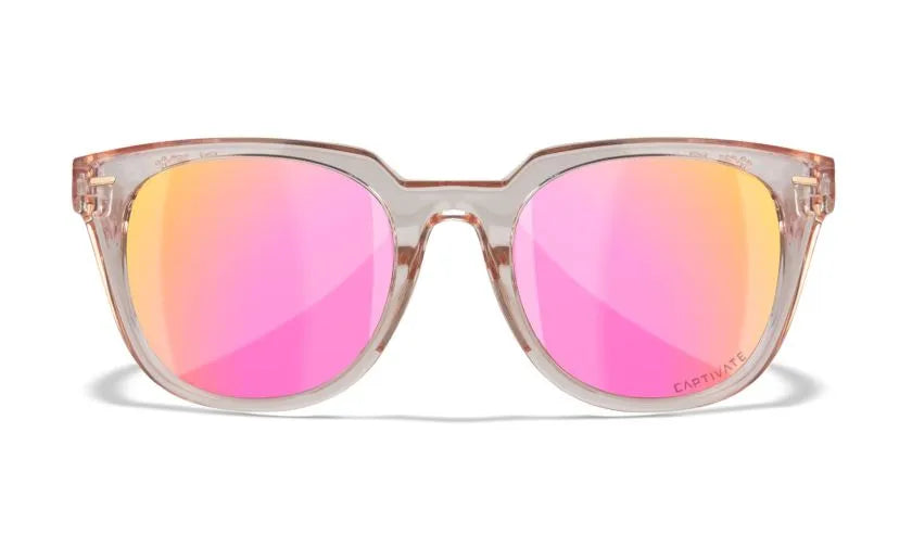 WX ULTRA, CAPTIVATE™ Polarized Rose Gold Mirror Lenses, Gloss Crystal Blush Frame