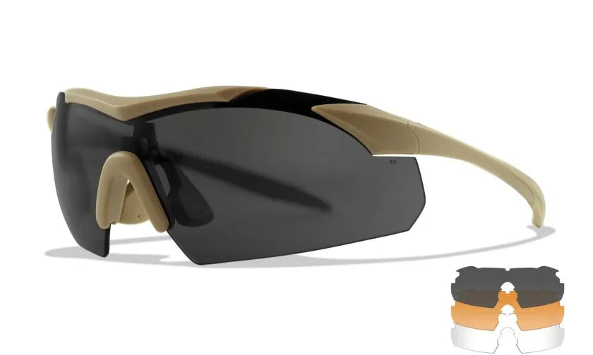 WX VAPOR COMM 2.5, Grey/Clear/Light Rust Lenses, Matte Tan Frame