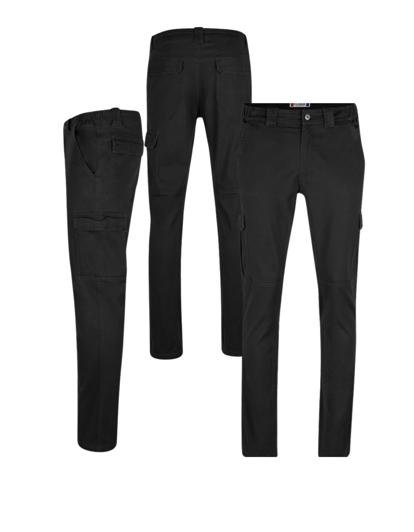 Clique Cargo Pocket Stretch Unisex Zwart