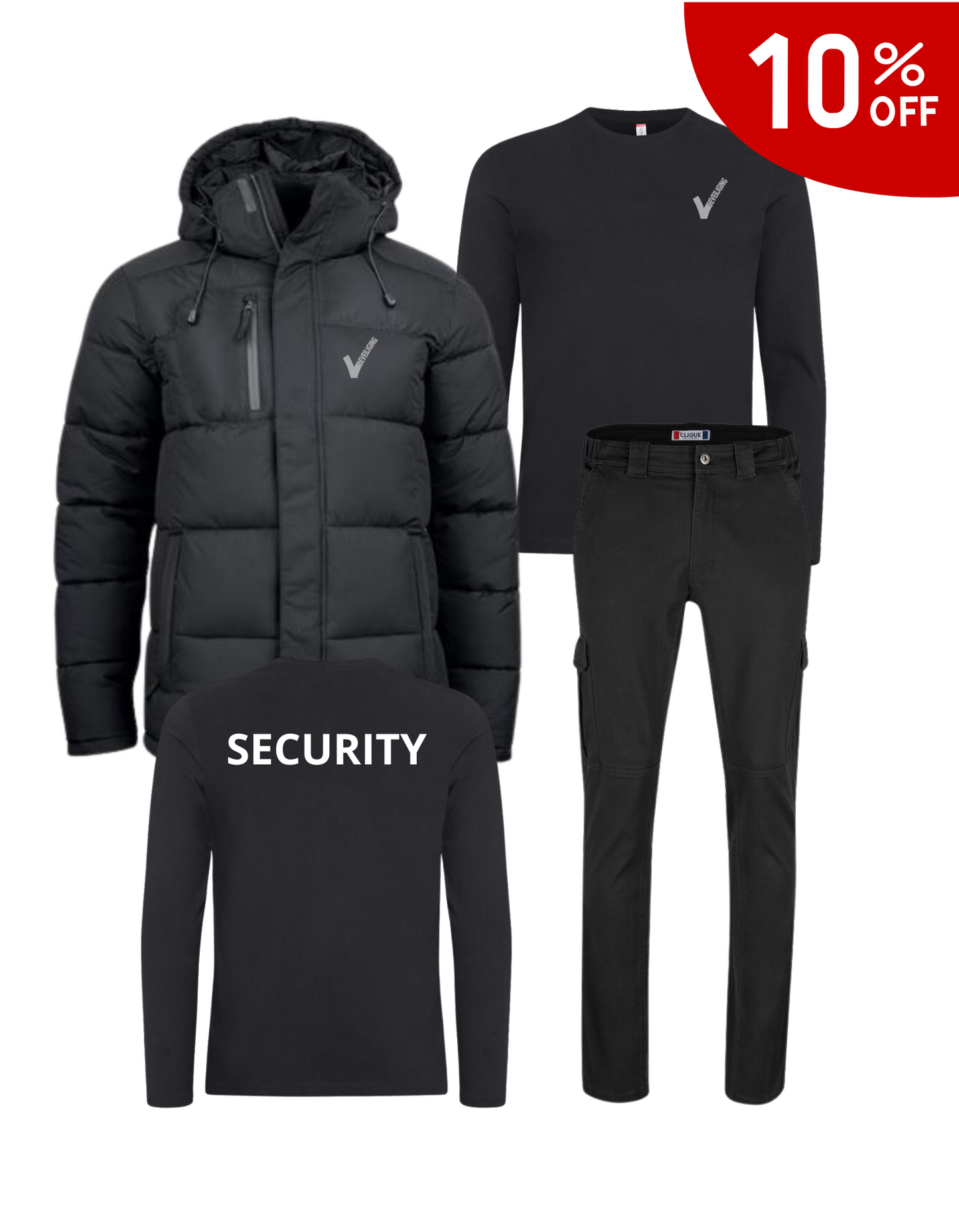 Winterpakket - Miami roundneck - Gevoerde winterjas - Cargo Stretch werkbroek