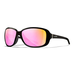 WX AFFINITY, CAPTIVATE™ Polarized Rose Gold Mirror Lenses, Gloss Black Frame