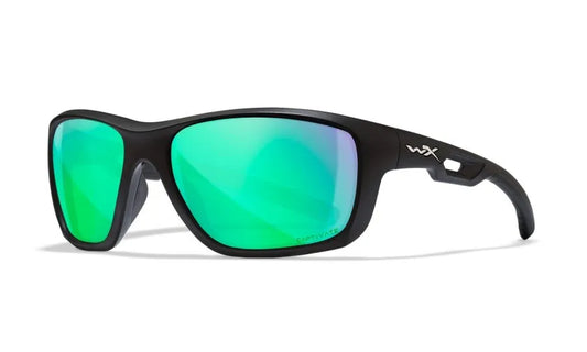 WX ASPECT, CAPTIVATE™ Polarized Green Mirror Lenses, Matte Black Frame
