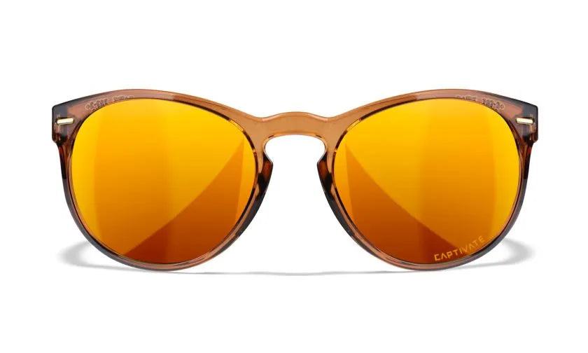 WX COVERT, CAPTIVATE™ Polarized Bronze Mirror Lenses, Crystal Rootbeer Frame