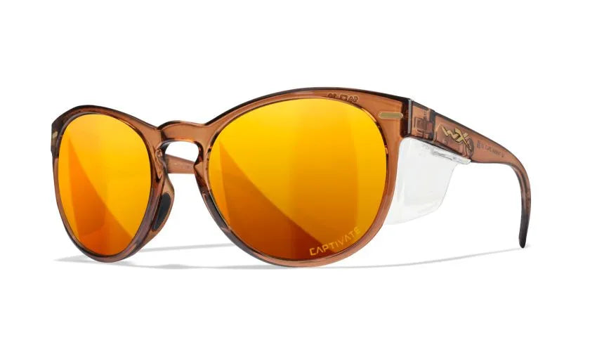WX COVERT, CAPTIVATE™ Polarized Bronze Mirror Lenses, Crystal Rootbeer Frame