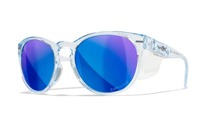 WX COVERT, CAPTIVATE™ Polarized Blue Mirror Lenses, Gloss Crystal Light Sapphire Blue Frame