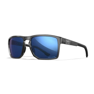 WX FOUNDER, CAPTIVATE™ Polarized Blue Mirror Lenses, Gloss Crystal Grey Frame