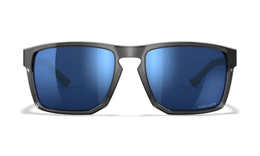 WX FOUNDER, CAPTIVATE™ Polarized Blue Mirror Lenses, Gloss Crystal Grey Frame