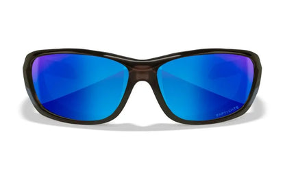 WX GRAVITY, CAPTIVATE™ Polarized Blue Mirror Lenses, Black Crystal Frame