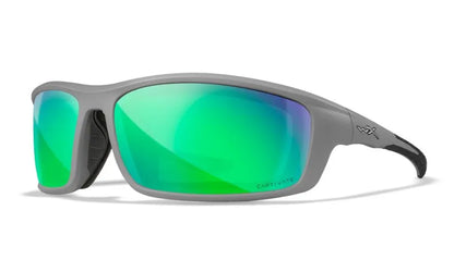 WX GRID, CAPTIVATE™ Polarized Green Mirror Lenses, Matte Cool Grey Frame
