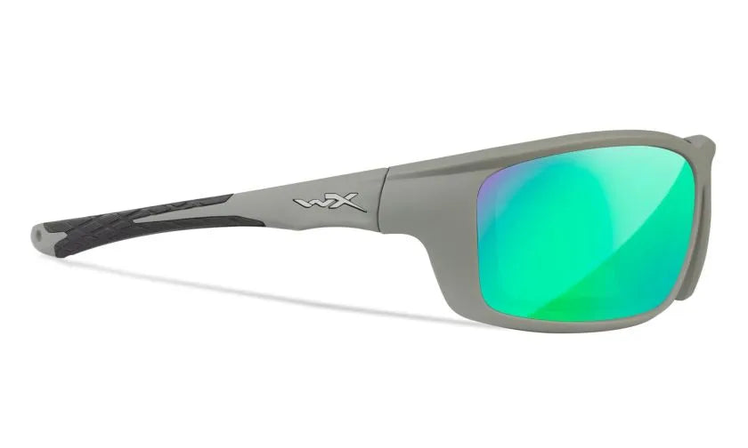 WX GRID, CAPTIVATE™ Polarized Green Mirror Lenses, Matte Cool Grey Frame