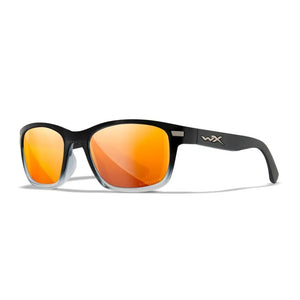 WX HELIX, CAPTIVATE™ Polarized Bronze Mirror Lenses, Gloss Black Fade to Clear Crystal Frame