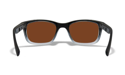 WX HELIX, CAPTIVATE™ Polarized Bronze Mirror Lenses, Gloss Black Fade to Clear Crystal Frame