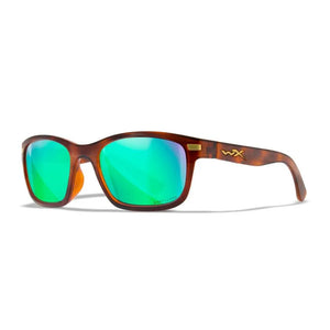 WX HELIX, CAPTIVATE™ Polarized Green Mirror Lenses, Gloss Demi Brown Frame