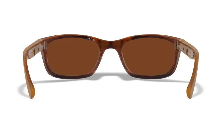 WX HELIX, CAPTIVATE™ Polarized Green Mirror Lenses, Gloss Demi Brown Frame
