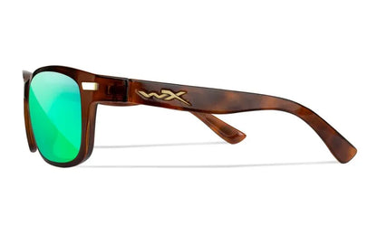 WX HELIX, CAPTIVATE™ Polarized Green Mirror Lenses, Gloss Demi Brown Frame