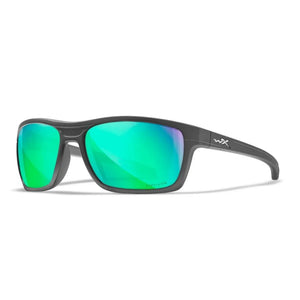 WX KINGPIN, CAPTIVATE™ Polarized Green Mirror Lenses, Matte Graphite Frame