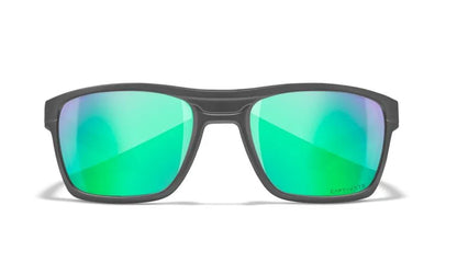 WX KINGPIN, CAPTIVATE™ Polarized Green Mirror Lenses, Matte Graphite Frame