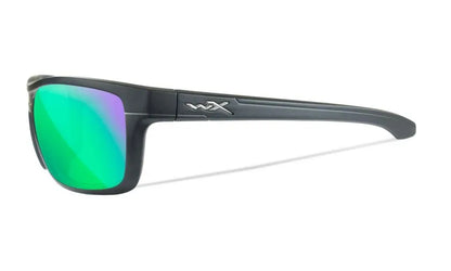 WX KINGPIN, CAPTIVATE™ Polarized Green Mirror Lenses, Matte Graphite Frame